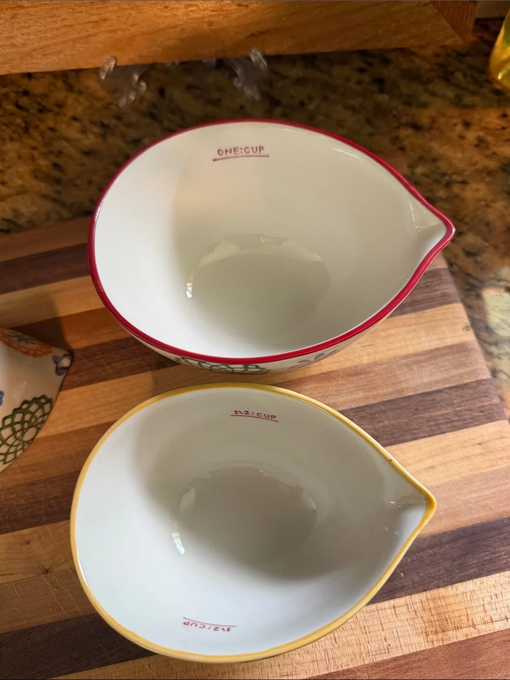 Pier 1 Multicolor Floral Ceramic Nesting Measuring Cups